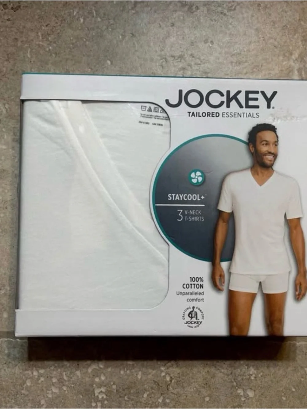 Jockey Men's StayCool+ White V-Neck T-Shirts - 3 Pack, new